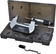 Fowler - 1 to 2" Range, 0.0001" Graduation, Mechanical Outside Micrometer - Ratchet-Friction Thimble, Accurate to 0.0001" - Industrial Tool & Supply