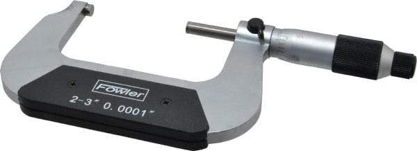Fowler - 2 to 3" Range, 0.0001" Graduation, Mechanical Outside Micrometer - Ratchet-Friction Thimble, Accurate to 0.0002" - Industrial Tool & Supply