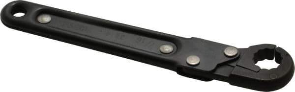 Proto - 7/16", Black Finish, Ratcheting Flare Nut Wrench - 12 Points, 5-7/16" OAL, Steel, Single End Head - Industrial Tool & Supply