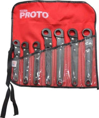 Proto - 7 Piece, 3/8" to 3/4", 12 Point Flare Nut Wrench Set - Inch Measurement Standard, Black Oxide Finish, Comes in Nylon Roll - Industrial Tool & Supply