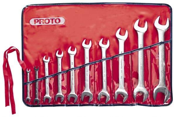 Proto - 10 Piece, 1/4" x 5/16" to 1-1/16" x 1-1/8", Open End Wrench Set - Inch Measurement Standard, Satin Finish, Comes in Nylon Roll - Industrial Tool & Supply