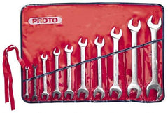 Proto - 10 Piece, 1/4" x 5/16" to 1-1/16" x 1-1/8", Open End Wrench Set - Inch Measurement Standard, Satin Finish, Comes in Nylon Roll - Industrial Tool & Supply