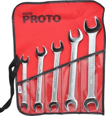 Proto - 5 Piece, 3/8" x 7/16" to 13/16" x 7/8", Open End Wrench Set - Inch Measurement Standard, Satin Finish, Comes in Nylon Roll - Industrial Tool & Supply