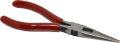 Proto - 6-5/8" OAL, 1-7/8" Jaw Length x 11/16" Jaw Width, Long Nose Side Cutting Chain Nose Pliers - Serrated Jaw, Standard Head, Plastisol Handles - Industrial Tool & Supply