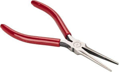 Proto - 6-5/32" OAL, 2-5/32" Jaw Length x 1/2" Jaw Width, Long Nose Needle Nose Pliers - Serrated Jaw, Long Extra Thin Head, Plastisol Handles - Industrial Tool & Supply