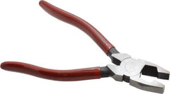 Proto - 6-3/16" OAL, 1-3/32" Jaw Length x 29/32" Jaw Width, Linesman's Pliers - Serrated Pipe Jaw, New England Style Head, Plastisol Handles - Industrial Tool & Supply