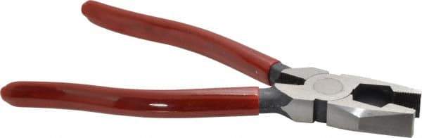 Proto - 8-5/8" OAL, 1-1/2" Jaw Length x 1-3/16" Jaw Width, Linesman's Pliers - Standard Jaw, Flat Nose Head, Plastisol Handles - Industrial Tool & Supply