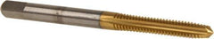 Vermont Tap & Die - #8-32 UNC 2B 4 Flute TiN Finish High Speed Steel Straight Flute Standard Hand Tap - Plug, Right Hand Thread, 2-1/8" OAL, 3/4" Thread Length, H3 Limit, Oversize - Exact Industrial Supply