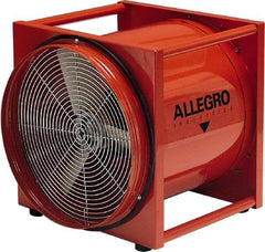 Allegro - 16" Inlet, Electric AC Axial Blower - 2 hp, 4,400 CFM (Two 90° Bends), 4,950 CFM (One 90° Bend) & 5,500 CFM (Free Air), 230 Max Voltage Rating - Industrial Tool & Supply