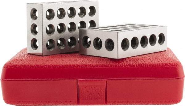 SPI - 0.0001 Squareness Per Inch, Hardened Steel, 1-2-3 Block with 23 Hole Setup Block - 3/8 - 16 Inch Tapped Hole Size, 55-60 Rc Hardness, Sold As Matched Pair - Industrial Tool & Supply