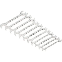 Proto - 11 Piece, 9mm to 19mm, Open End Wrench Set - Metric Measurement Standard, Full Polish Finish, Comes in Canvas Roll - Industrial Tool & Supply