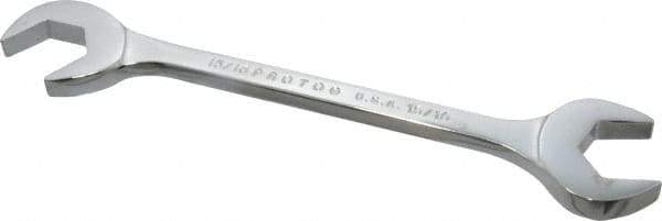 Proto - 15/16" Standard Open End Wrench - 8-3/4" OAL, Double End, Chrome Finish, 15° & 60° Head Angle - Industrial Tool & Supply