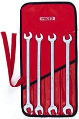 Proto - 4 Piece, 7/16" x 1/2" to 9/16" x 5/8", Open End Wrench Set - Inch Measurement Standard, Chrome Finish, Comes in Nylon Roll - Industrial Tool & Supply