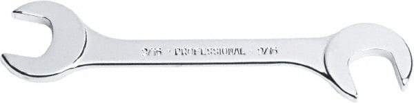 Proto - 15/64" Stubby Open End Wrench - 3" OAL, Double End, Satin Finish, 15° & 75° Head Angle - Industrial Tool & Supply