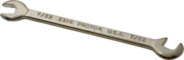 Proto - 7/32" Stubby Open End Wrench - 3" OAL, Double End, Satin Finish, 15° & 75° Head Angle - Industrial Tool & Supply