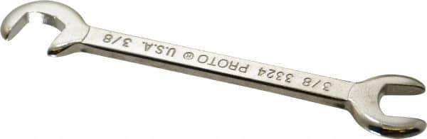 Proto - 3/8" Stubby Open End Wrench - 3-3/4" OAL, Double End, Satin Finish, 15° & 75° Head Angle - Industrial Tool & Supply