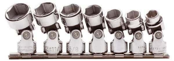 Proto - 7 Piece 3/8" Drive Standard Socket Set - 6 Points, 3/8 to 3/4", Inch Measurement Standard - Industrial Tool & Supply