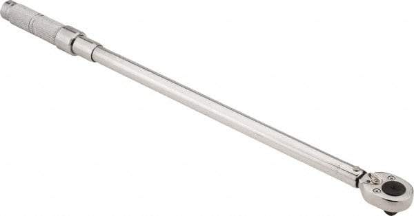 Proto - 1/2" Drive Micrometer Type Ratchet Head Torque Wrench - 70 N/m to 350 N/m Torque, 27-1/8" OAL, 1 N/m Graduation, Ratchet Head - Industrial Tool & Supply