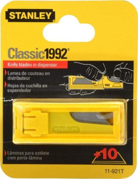 Stanley - 10 Piece Carbon Steel Utility Knife Blade - 2-7/16" OAL, 0.024" Blade Thickness - Industrial Tool & Supply