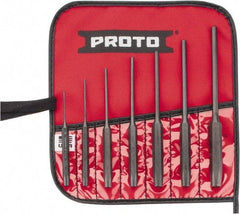 Proto - 7 Piece, 1/16 to 1/4", Pin Punch Set - Round Shank, Comes in Pouch - Industrial Tool & Supply