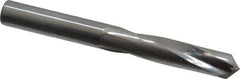 Atrax - 19/64" 135° Spiral Flute Solid Carbide Screw Machine Drill Bit - Bright Finish, Right Hand Cut, 1-9/16" Flute Length, 2-3/4" OAL, Split Point, Straight Shank - Industrial Tool & Supply