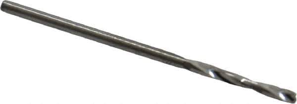Atrax - #50 135° Spiral Flute Solid Carbide Screw Machine Drill Bit - Bright Finish, Right Hand Cut, 11/16" Flute Length, 1-11/16" OAL, Split Point, Straight Shank - Industrial Tool & Supply