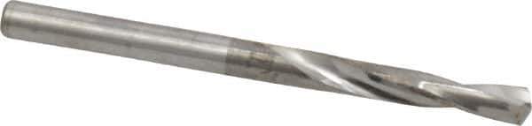 Atrax - 0.1575" 135° Spiral Flute Solid Carbide Screw Machine Drill Bit - Bright Finish, Right Hand Cut, 1-1/16" Flute Length, 2-1/8" OAL, Split Point, Straight Shank - Industrial Tool & Supply