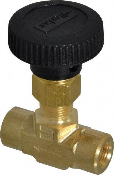 Parker - 3,000 Max psi, 1/8" Pipe, Brass, Inline Instrumentation Needle Valve - FNPT x FNPT End Connections - Industrial Tool & Supply