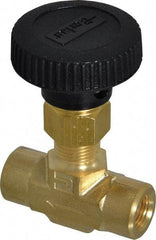 Parker - 3,000 Max psi, 1/8" Pipe, Brass, Inline Instrumentation Needle Valve - FNPT x FNPT End Connections - Industrial Tool & Supply