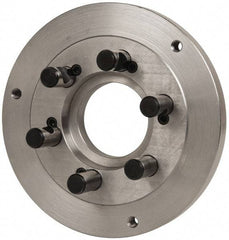 Buck Chuck Company - Adapter Back Plate for 10" Diam Self Centering Lathe Chucks - D1-6 Mount, 3-1/4" Through Hole Diam, 7.858mm ID, 10" OD, 0.985" Flange Height, Steel - Industrial Tool & Supply