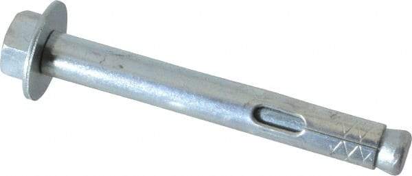 Red Head - 5/16" Diam, 5/16" Drill, 2-1/2" OAL, 2-3/4" Min Embedment Sleeve Concrete Anchor - Steel, Zinc-Plated Finish, Hex Nut Head, Hex Drive - Industrial Tool & Supply