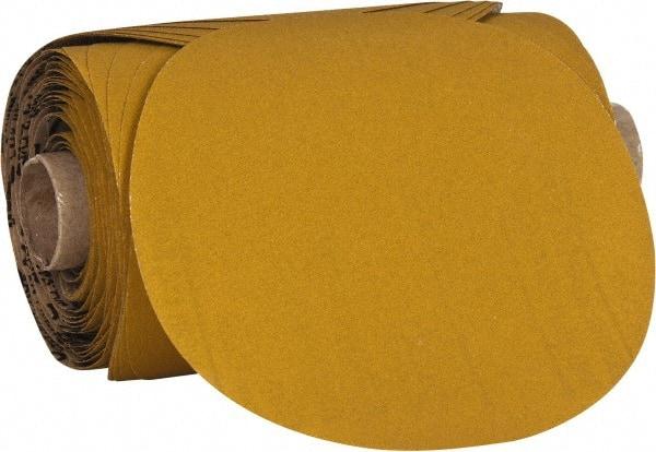 3M - 5" Diam, 120 Grit Aluminum Oxide Adhesive PSA Disc - Fine Grade, Gold, Polyester Backing, Flexible, Use with Random Orbital Sanders - Industrial Tool & Supply