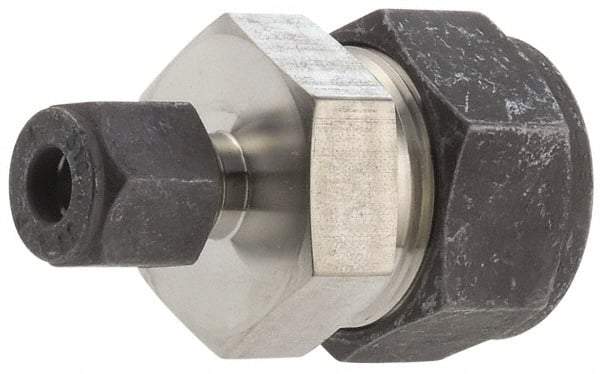 Parker - 1/2 x 3/8" OD, Stainless Steel Union - 13/16" Hex, Comp x Comp Ends - Industrial Tool & Supply