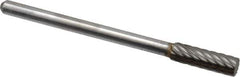 Atrax - 5/32" Cut Diam, 1/8" Shank Diam, Cylinder Head Single Cut Burr - Carbide, Flat End, 1/2" LOC, 1-1/2" OAL - Industrial Tool & Supply