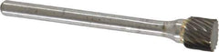 Atrax - 1/4" Cut Diam, 1/8" Shank Diam, Cylinder Head Single Cut Burr - Carbide, Flat End, 3/16" LOC, 1-7/16" OAL - Industrial Tool & Supply