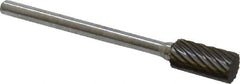 Atrax - 1/4" Cut Diam, 1/8" Shank Diam, Cylinder Head Single Cut Burr - Carbide, Flat End, 1/2" LOC, 1-1/2" OAL - Industrial Tool & Supply