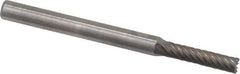 Atrax - 3/32" Cut Diam, 1/8" Shank Diam, Cylinder with End Cut Head Single Cut Burr - Carbide, End Cut End, 7/16" LOC, 1-1/2" OAL - Industrial Tool & Supply