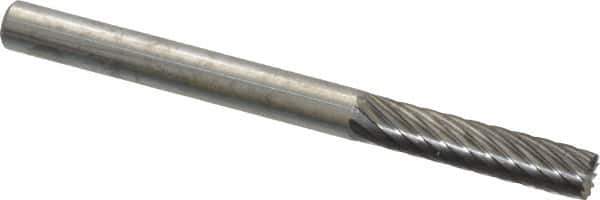 Atrax - 1/8" Cut Diam, 1/8" Shank Diam, Cylinder with End Cut Head Single Cut Burr - Carbide, End Cut End, 9/16" LOC, 1-1/2" OAL - Industrial Tool & Supply