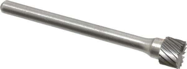 Atrax - 1/4" Cut Diam, 1/8" Shank Diam, Cylinder with End Cut Head Single Cut Burr - Carbide, End Cut End, 3/16" LOC, 1-1/16" OAL - Industrial Tool & Supply