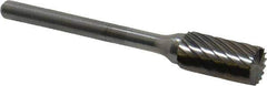 Atrax - 1/4" Cut Diam, 1/8" Shank Diam, Cylinder with End Cut Head Single Cut Burr - Carbide, End Cut End, 1/2" LOC, 1-3/4" OAL - Industrial Tool & Supply