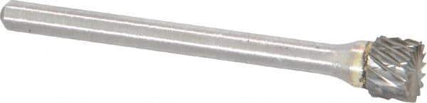 Atrax - 1/4" Cut Diam, 1/8" Shank Diam, Cylinder with End Cut Head Double Cut Burr - Carbide, End Cut End, 3/16" LOC, 1-7/16" OAL - Industrial Tool & Supply
