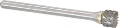 Atrax - 1/4" Cut Diam, 1/8" Shank Diam, Cylinder with End Cut Head Double Cut Burr - Carbide, End Cut End, 3/16" LOC, 1-7/16" OAL - Industrial Tool & Supply