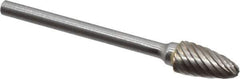Atrax - 1/4" Cut Diam, 1/8" Shank Diam, Tree with Radius Head Single Cut Burr - Carbide, Radius End, 1/2" LOC, 1-3/4" OAL - Industrial Tool & Supply