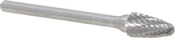 Atrax - 1/4" Cut Diam, 1/8" Shank Diam, Tree with Radius Head Double Cut Burr - Carbide, Radius End, 1/2" LOC, 1-3/4" OAL - Industrial Tool & Supply