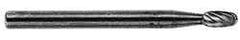 SGS Pro - 1/2" Cut Diam, 3/8" Shank Diam, Oval Head Double Cut Burr - Carbide, Radius End, 7/8" LOC, 2-7/8" OAL - Industrial Tool & Supply