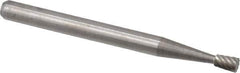 Atrax - 3/32" Cut Diam, 1/8" Shank Diam, Inverted Cone Head Single Cut Burr - Flat End, 3/16" LOC, 1-1/2" OAL - Industrial Tool & Supply