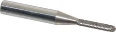 Atrax - 1/8" Cut Diam, 1/4" Shank Diam, Cylinder with Radius Head Single Cut Burr - Carbide, Radius End, 1/2" LOC, 1-1/2" OAL - Industrial Tool & Supply