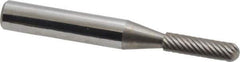 Atrax - 5/32" Cut Diam, 1/4" Shank Diam, Cylinder with Radius Head Single Cut Burr - Carbide, Radius End, 5/8" LOC, 2" OAL - Industrial Tool & Supply