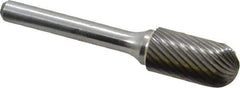 Atrax - 1/2" Cut Diam, 1/4" Shank Diam, Cylinder with Radius Head Single Cut Burr - Carbide, Radius End, 1" LOC, 2-3/4" OAL - Industrial Tool & Supply