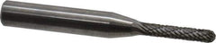 Atrax - 1/8" Cut Diam, 1/4" Shank Diam, Cylinder with Radius Head Double Cut Burr - Carbide, Radius End, 1/2" LOC, 2" OAL - Industrial Tool & Supply